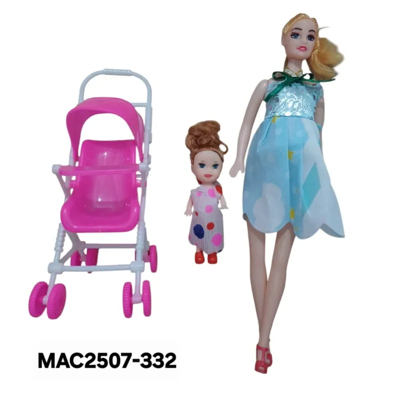 JUGUETE MUÑECA CON COCHE Y BB FUNDA