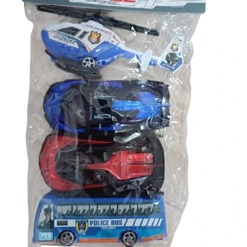 JUGUETE SET 2 CARROS, HELICOPTERO, BUSS CAR MODEL