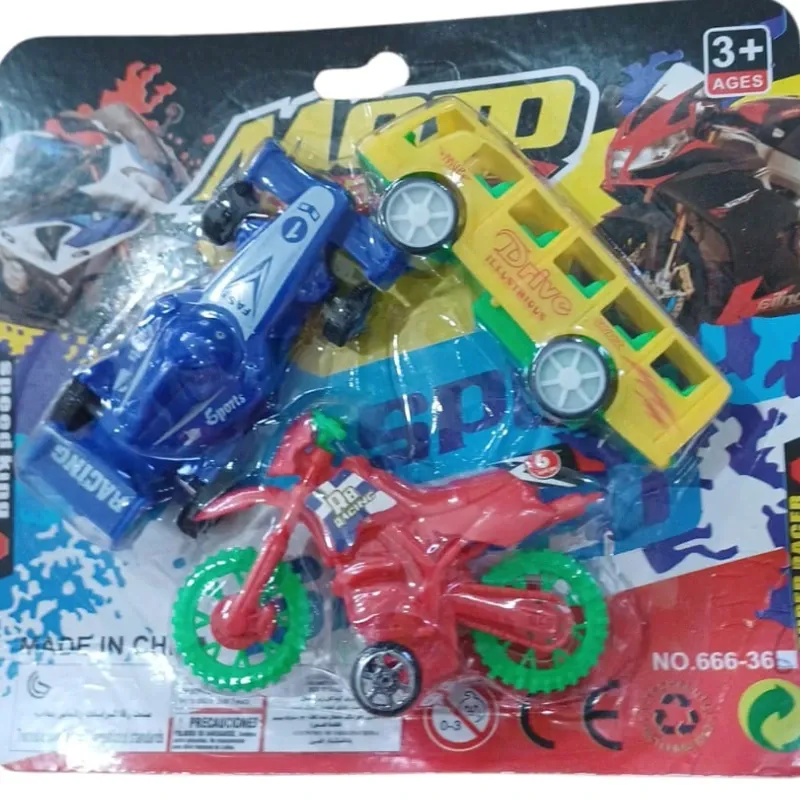 JUGUETE SET MOTO, BUSS, CARRO CARRERA MOTO