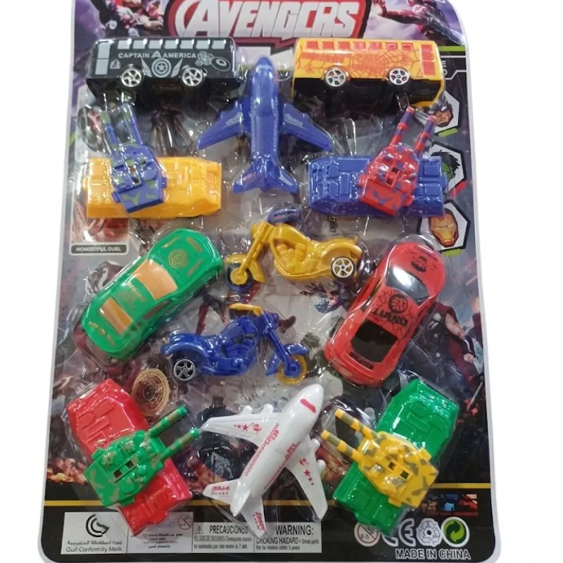 JUGUETE SET X 10 TANQUE CARRO MOTO AVION AVENGERS