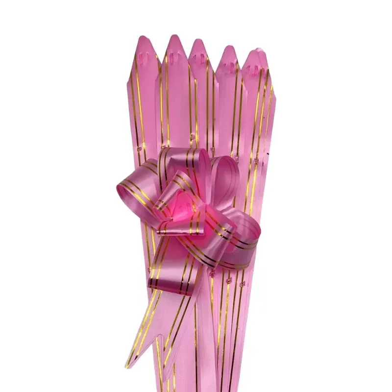 LAZO MAGICO 2 LINEAS DORADA ROSADO 25 X 2 CM
