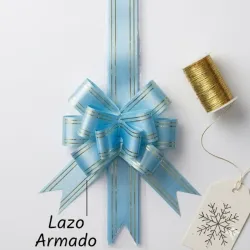 LAZO MAGICO CELESTE LINEA DORADA 35 X 2.5 CM