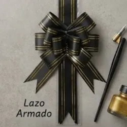 LAZO MAGICO NEGRO LINEA DORADA 35 X 2.5 CM