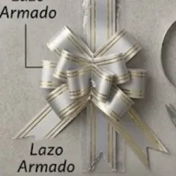 LAZO MAGICO PLATEADO LINEA DORADA 35 X 2.5 CM