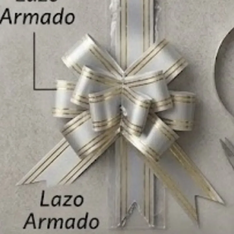 LAZO MAGICO PLATEADO LINEA DORADA 35 X 2.5 CM