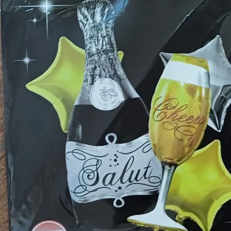 SET GLOBO 5 PZAS BOTELLA CHAMPAN Y COPA CHEERS
