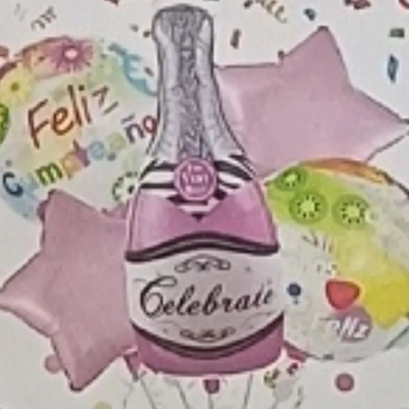 SET GLOBO 5 PZAS F/C BOTELLA CHAMPAN 5M
