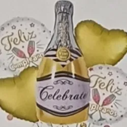 SET GLOBO 5 PZAS F/C BOTELLA CHAMPAN 5M