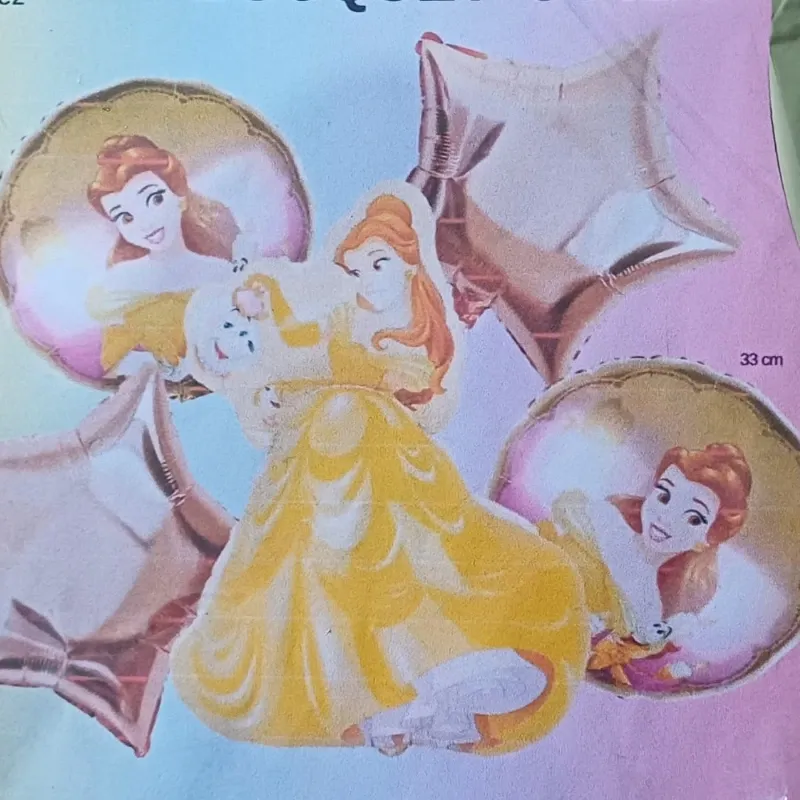SET GLOBO 5 PZAS PRINCESA BELLA Y BESTIA 5M