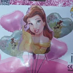 SET GLOBO 5 PZAS PRINCESA BELLA Y BESTIA 5M