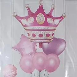SET GLOBO 6 PZAS CORONA ROSADA Y CELESTE