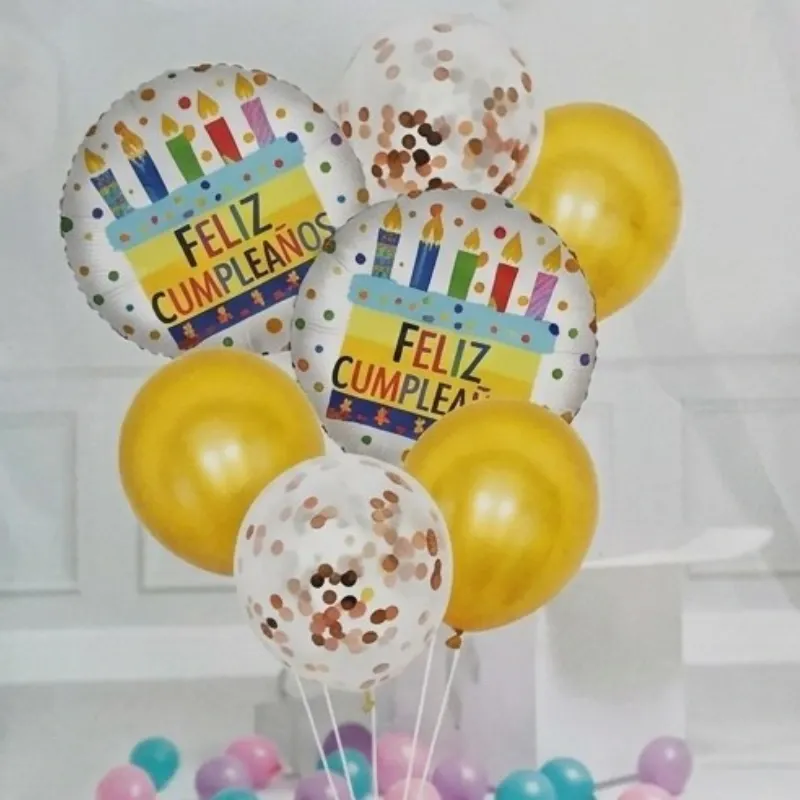 SET GLOBO 7 PZAS FELIZ CUMPLEAÑOS 2M5L