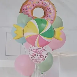 SET GLOBO MET 10 PZAS CARAMELO Y DONA