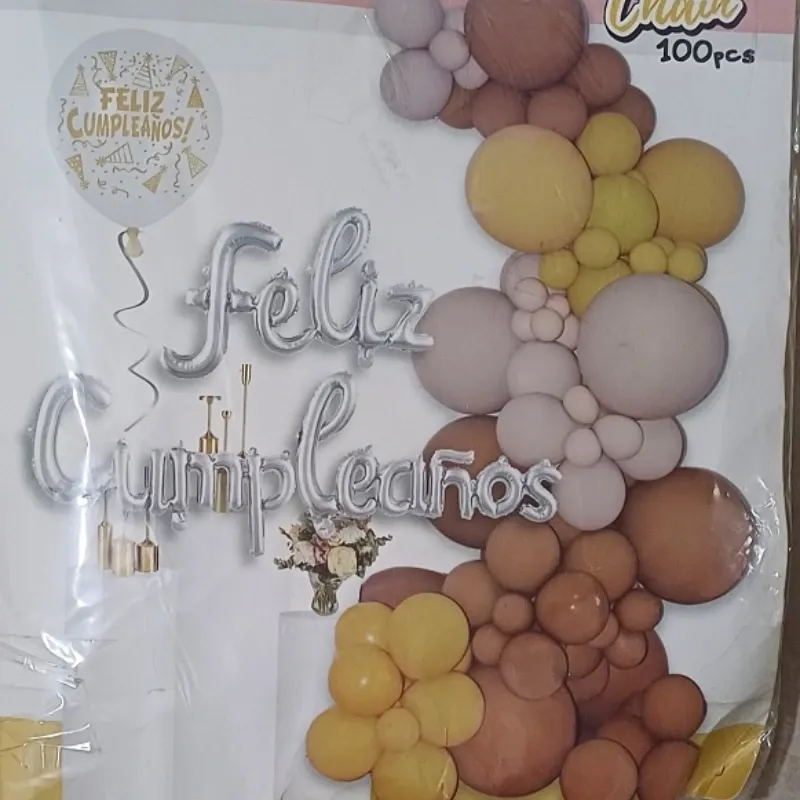 SET GLOBO MET 100 PZAS FELIZ CUMPLEAÑOS