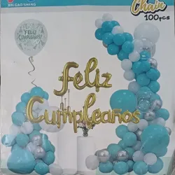 SET GLOBO MET 100 PZAS FELIZ CUMPLEAÑOS