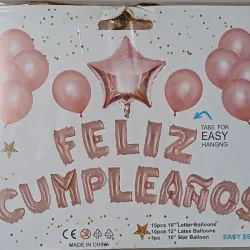 SET GLOBO MET 26 PZAS (FRASES F/C + 1 ESTRELLA + 10L GLOBOS)