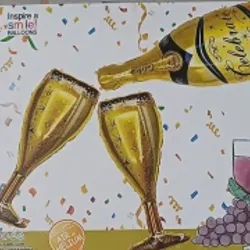 SET GLOBO MET 3 PZAS BOTELLA Y 2 COPAS 3M