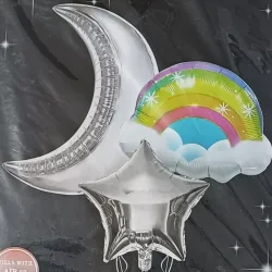 SET GLOBO MET 3 PZAS LUNA Y ARCOIRIS 3M