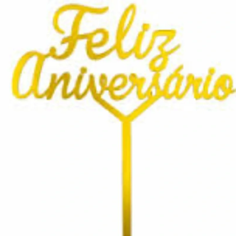 TOPPER FELIZ ANIVERSARIO DORADO