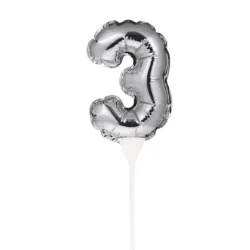 TOPPER GLOBO MET # 3 PLATEADO