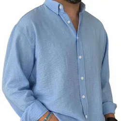 Camisa de hilo azul clara