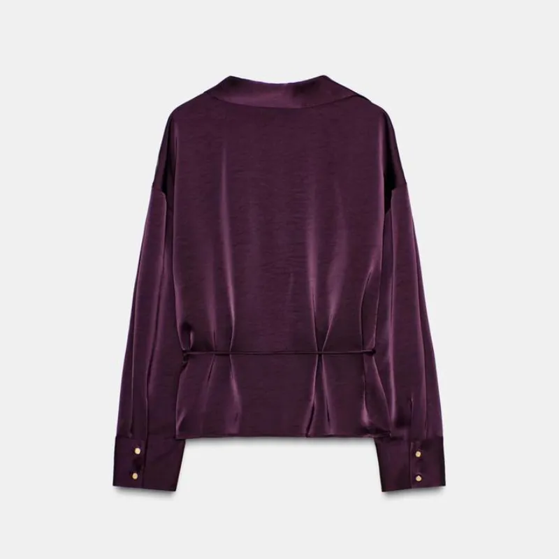 Camisa Zara de satén violeta