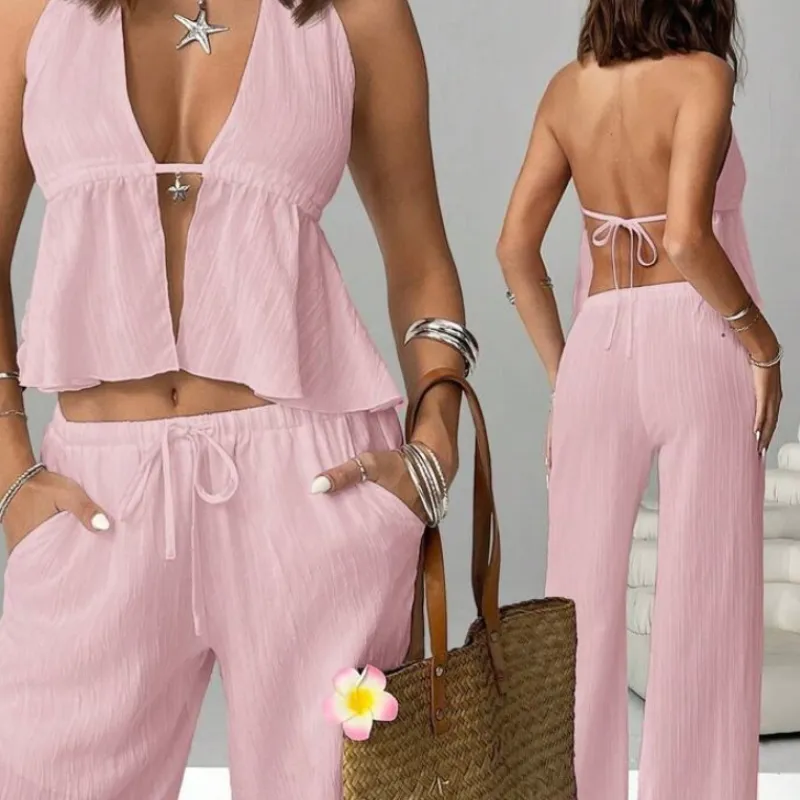 Conjunto de pantaloneta y blusa rosa