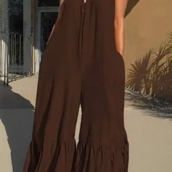 Mono pantalón carmelita de patas anchas