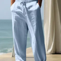 Pantalón de lino azul celeste
