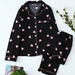 Pijama negro con corazones 🌸