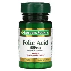 Ácido fólico, 800 mcg, 250 tabletas