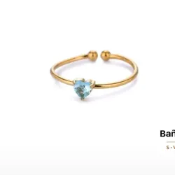 Anillo ajustable con corazon azul cielo