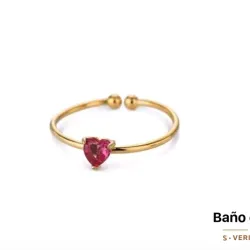 Anillo ajustable con corazon rosado
