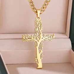 Cadena con árbol de la vida en forma de cruz