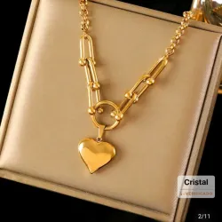 Cadena de eslabones de herradura y corazon