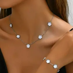 Juego plateado y blanco