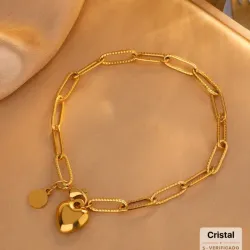 Manilla con eslabón oval y corazón colgante