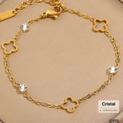 Manilla de trébol hueco con circonias