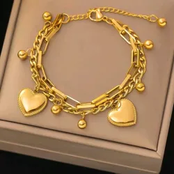 Manilla doble con corazones colgantes