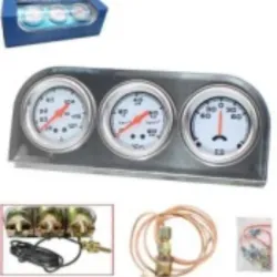 MEDIDOR TRIPLE CROMADO CON RELOJ BLANCO