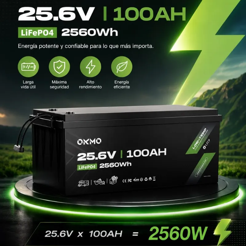 🔋 Batería de Litio 25.6V 100Ah