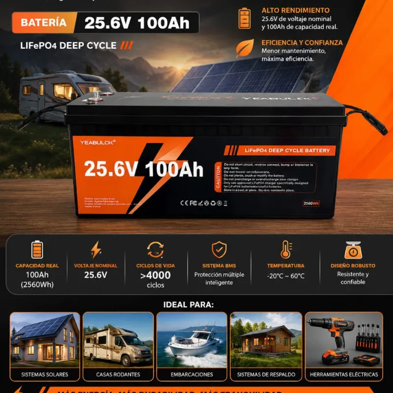 🔋BATERÍA IDEAL PARA INVERSORES🔋 25.6V 100 Ah (2560 Wh)