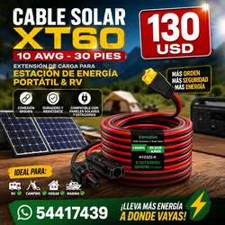 🔌 Cable Solar XT60 de 30 Pies (10 AWG)