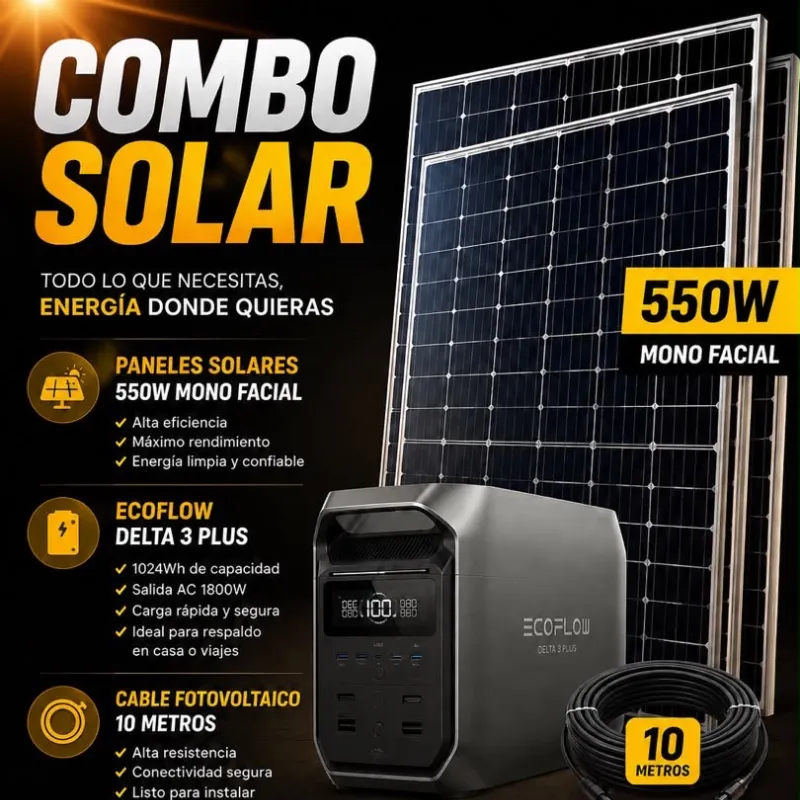 ¡COMBO SOLAR ECOFLOW!🔋 EcoFlow DELTA 3 Plus+ Panel+ Cable