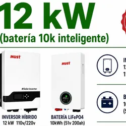 Inversor Must 12 KW + Batería Must 10 KWH
