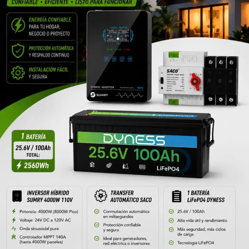 ⚡ INVERSOR SUMRY 4000W + BATERÍA LiFePO₄ 🔋 25.6V LiFePO₄