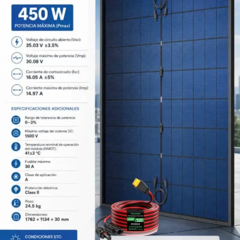 ☀️🔋 ¡PANEL SOLAR DE 450W + CABLE! 🔋☀️