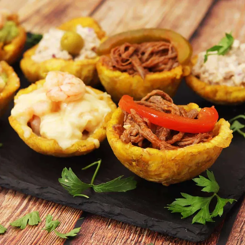 Tostones Rellenos con Jamon /Queso Parmesano