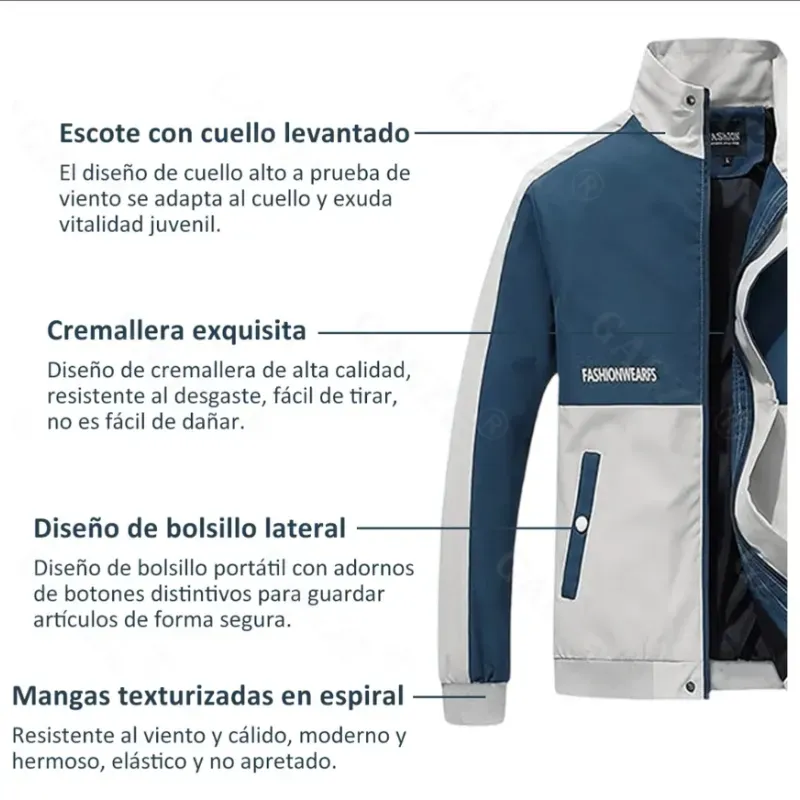 abrigo/chaqueta impermeable_azul marino y gris