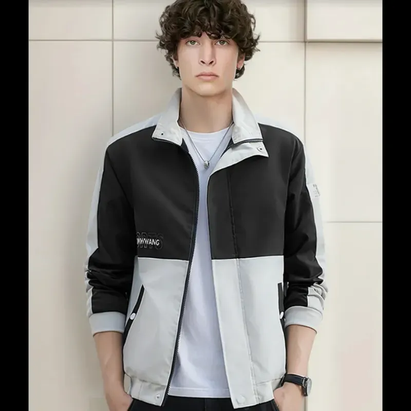 abrigo/chaqueta impermeable_negro y gris